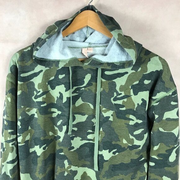 NEW Women's Cropped Green Camo Fleece Hoodie MEDIUM - Picture 4 of 7